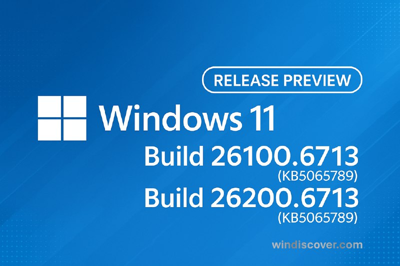 发布预览通道 Windows 11 Build 26100.6713 & 26200.6713(KB5065789)开始推送 - WinDiscover