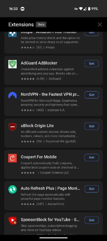 Android 版 Microsoft Edge 现已上架 AdGuard 广告拦截器插件 - WinDiscover