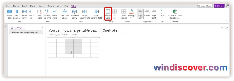 OneNote 正在推送两项新体验：合并表格单元格与纯文本粘贴快捷键支持 - WinDiscover